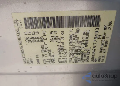 2023 Nissan Rogue Sv Fwd from USA, damaged, VIN 5N1BT3BA2PC779493